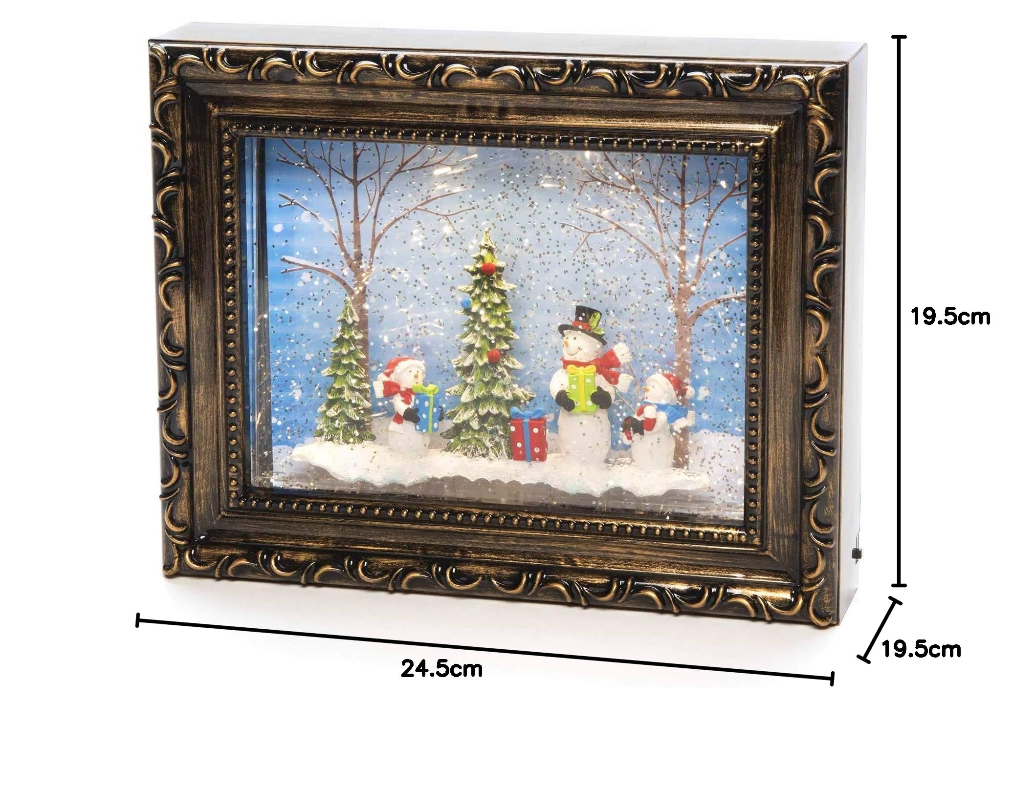 Konstsmide Lanterna a LED con neve e paesaggio con pupazzo di neve, riempita ad acqua/uso interno (IP20) con timer da 5 ore, funzionamento a batteria: 4 x AA 1,5 V (escl.) / lanterna natalizia con 2