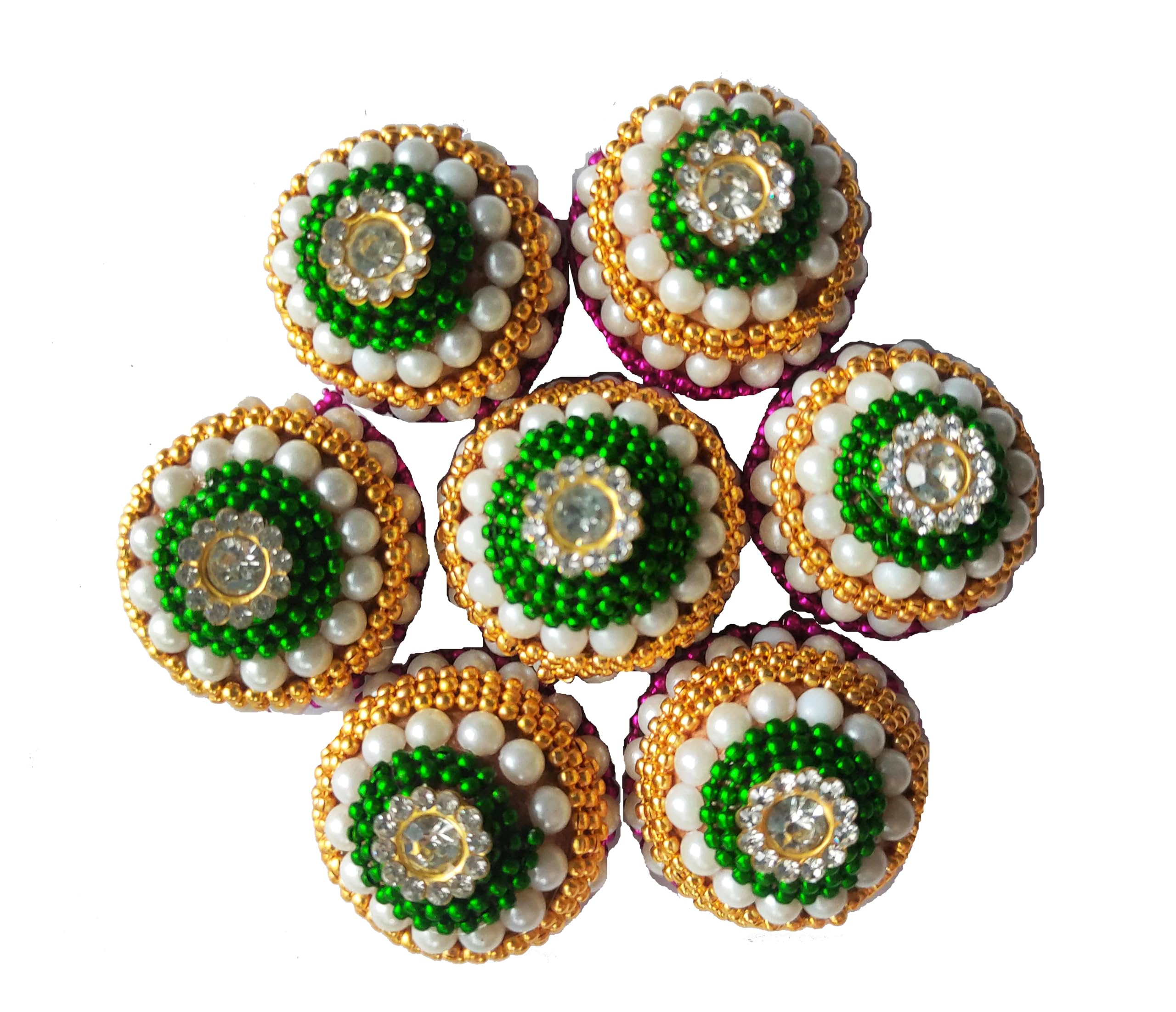 Designer Meenakari Crafted Saptapadi Lagan Vidhi Decorative Mangal Supari/Beetle Nuts - Set of 7 for Wedding & Puja Rituals Or Serves As an Ideal Offering to The Deities Green H