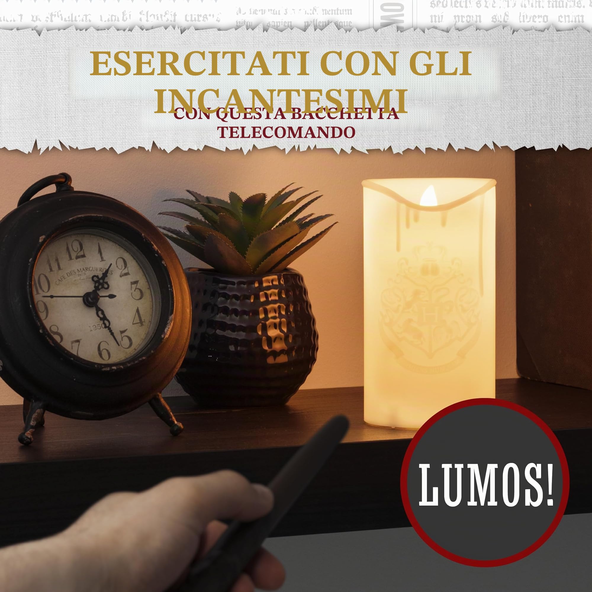 Candela LED Harry Potter Hogwarts con Telecomando Bacchetta Decorazione Ufficiale Wizarding World, Candela a Batteria per Eventi a Tema