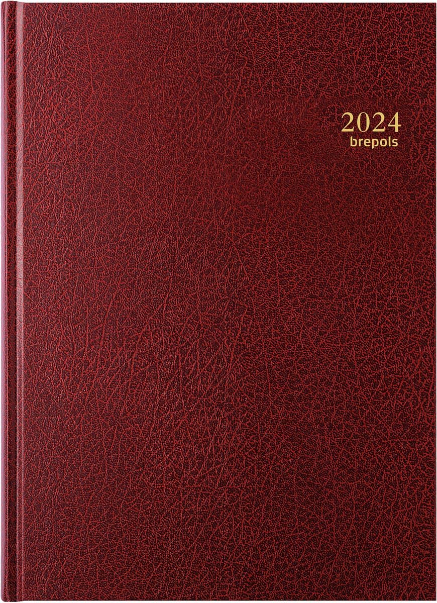 Agenda journalier BREPOLS Bremax 1 - (couverture bordeaux) - 1 jour par page 21 x 29 cm année civile BREMAX1 - Millésime 2017
