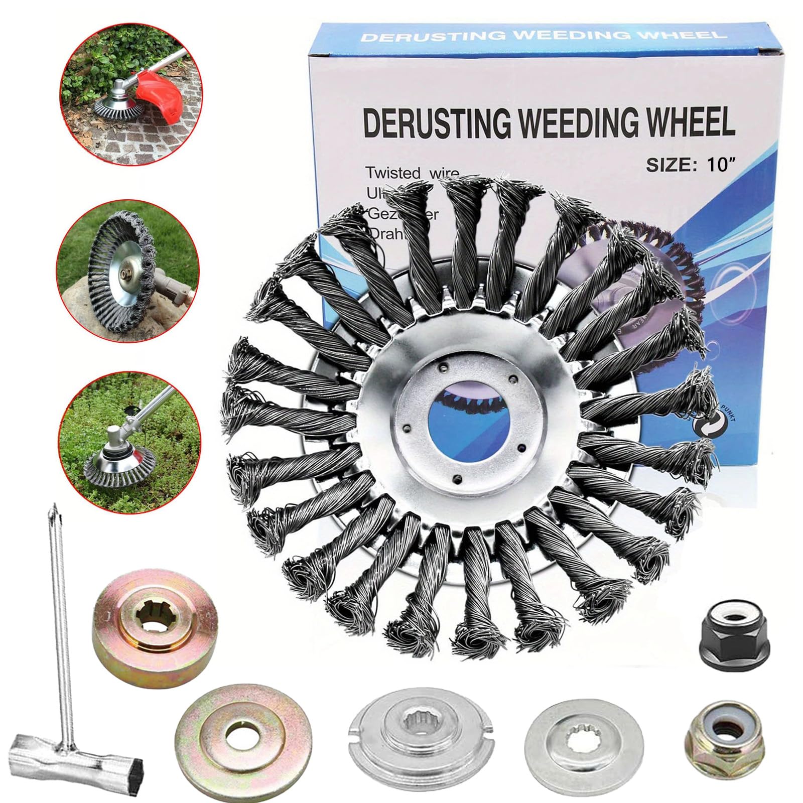 Tayfeim 10 inch Indestructible Steel Wire Grass Trimmer Head,Weed Eater Blades，Weed Wacker Head Attachments, Weed Eater Head,Weeding for Courtyard