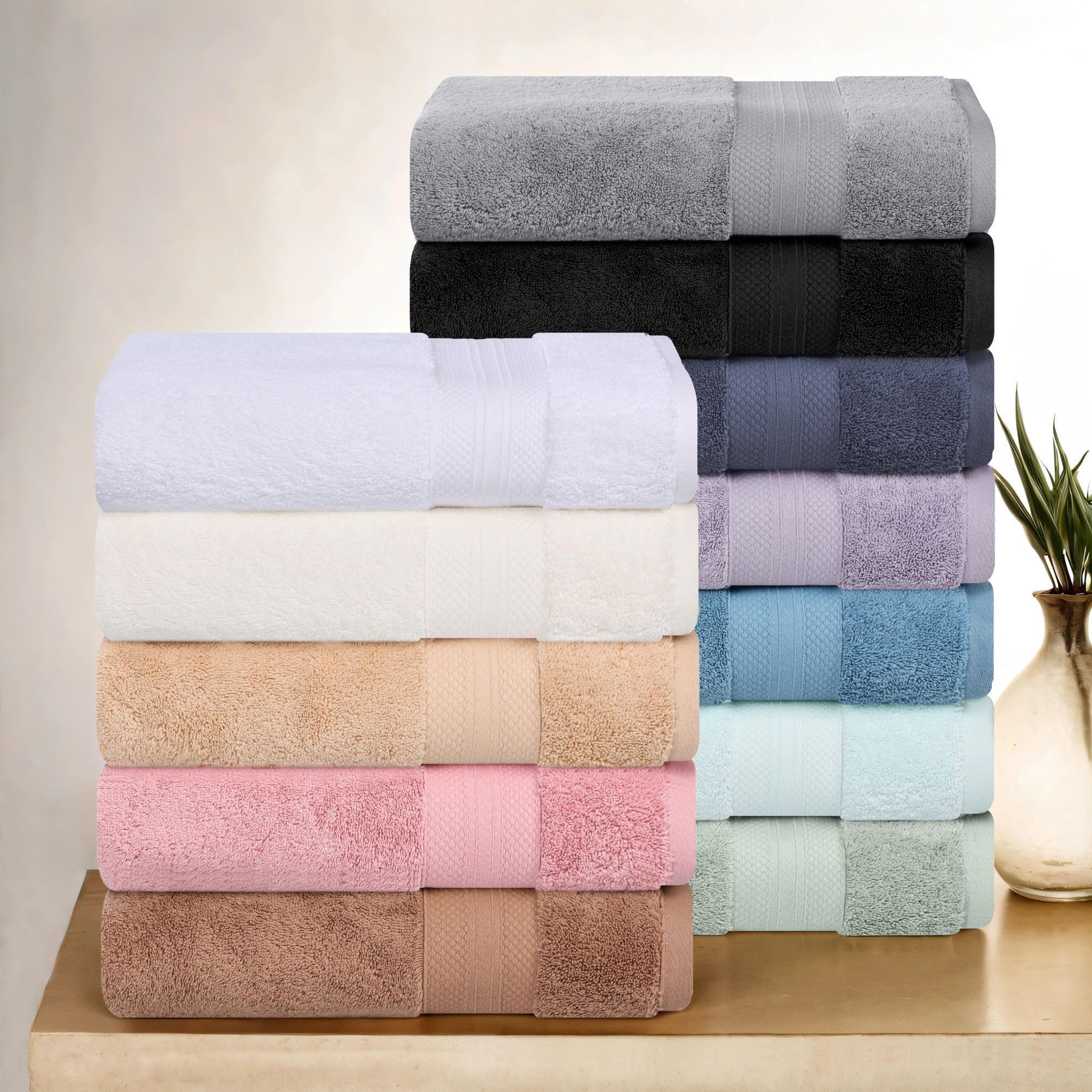 Superior Set di 4 asciugamani da bagno in cotone turco, per doccia, bagno per ospiti, casa, bagno essenziale, ad asciugatura rapida, spessi, morbidi, spessi, pesanti, per spa, hotel, resort