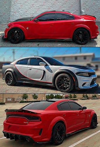 Miniatura 4 de Deflector de protección contra la lluvia para ventana de estilo M en 3D ondulado, color negro, compatible con Dodge Charger 2011-2023