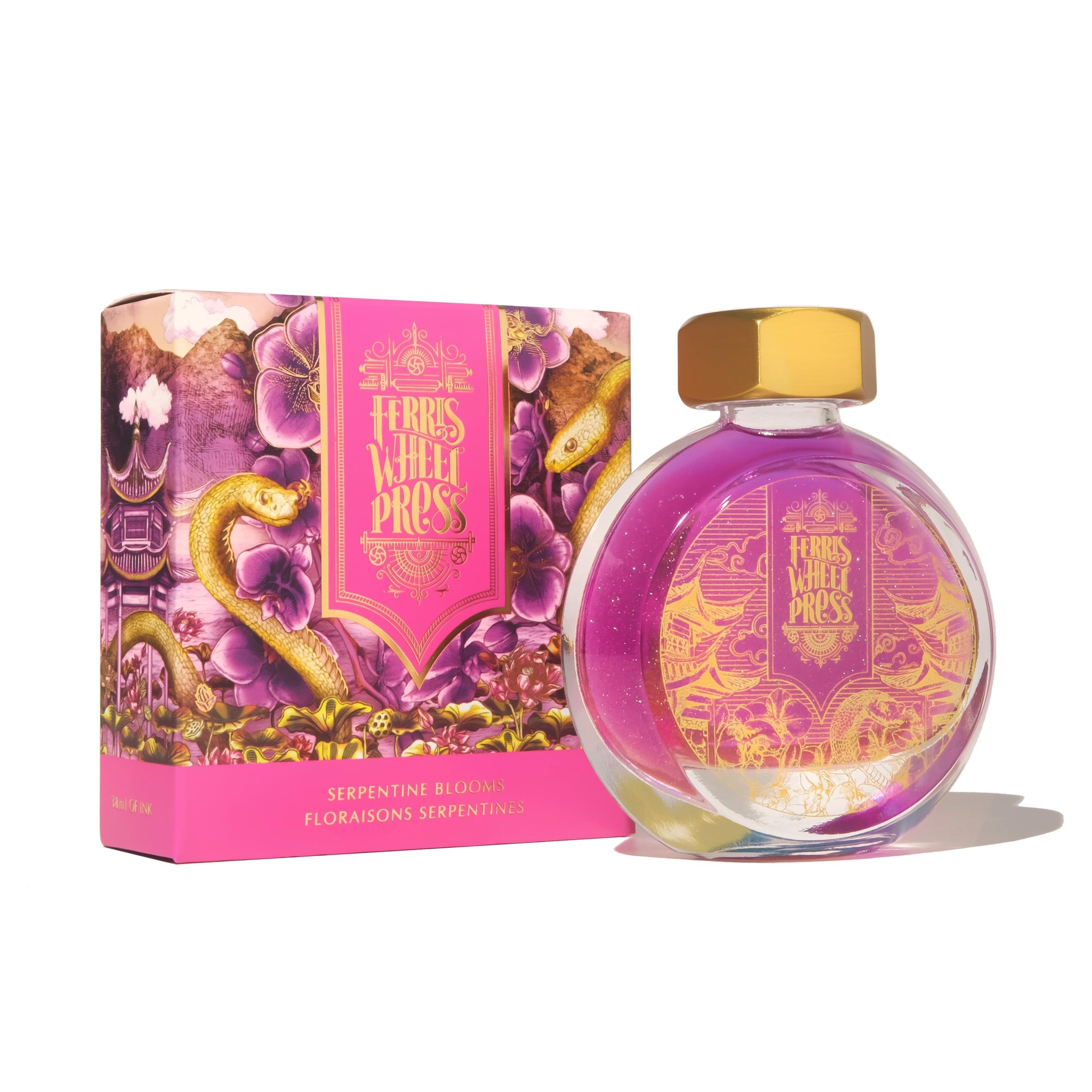 Ferris Wheel Press Fountain Pen Ink, Everyday Ink Collection, Vibrant Orchid with duochrome Pink/Green Shimmer, 38ml