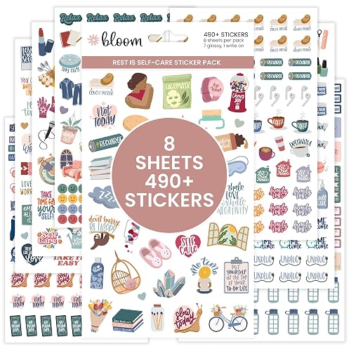Bloom Daily Planners Rest is Self-Care Planner Sticker Pack -