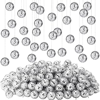 200 Pcs Disco Balls Ornament Mini Disco Balls Small Mirror Silver Hanging Decorations Reflective Disco Ball for 70s Disco Themed Party Christmas Tree Birthday Wedding (1.2 Inch)