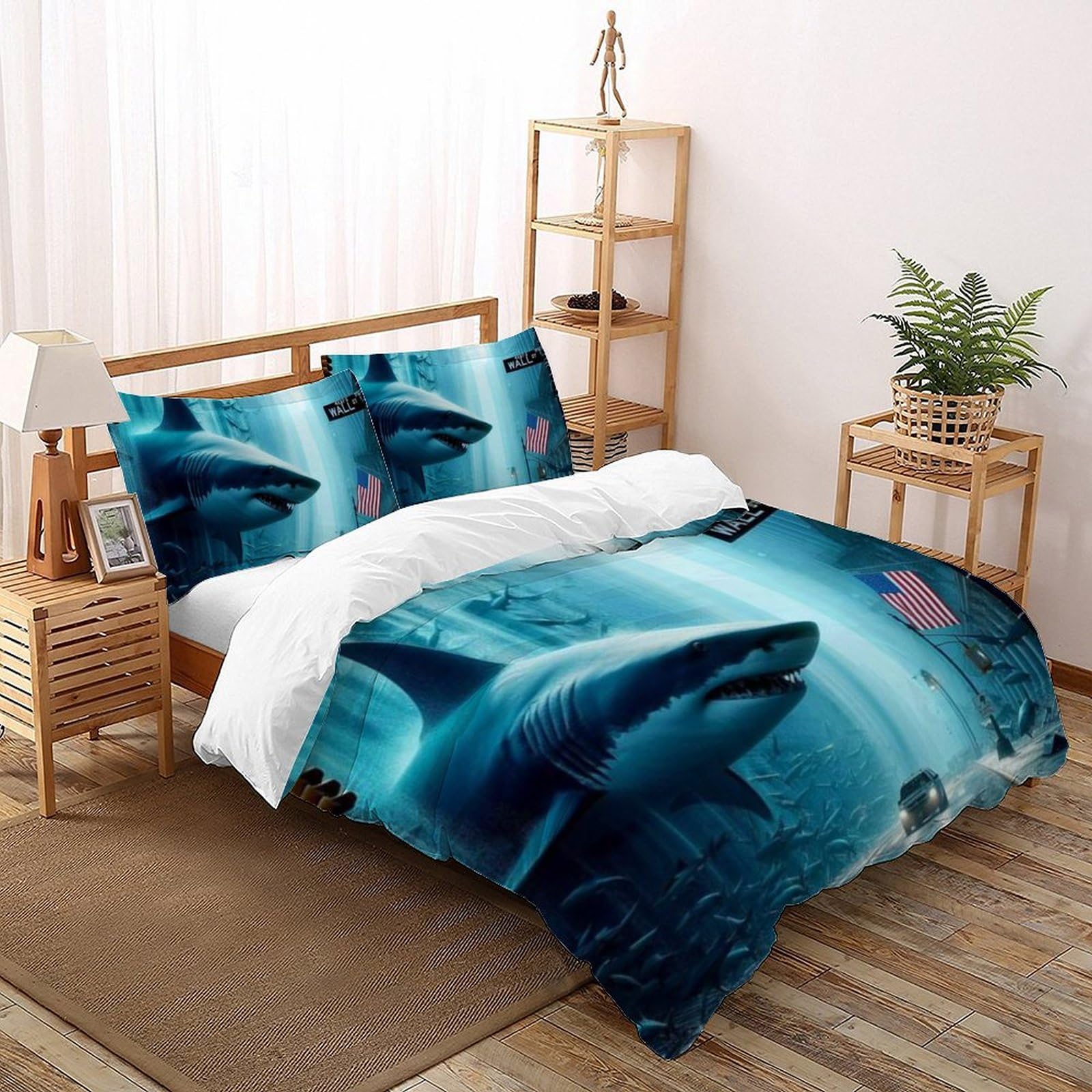 Housse de couette requin King en microfibre premium avec impression 3D durable