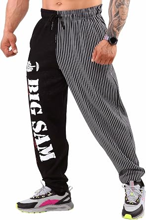 Men's Bodybuilding Outdoor Sportswear Sweat Training Trousers Black 1170 Size