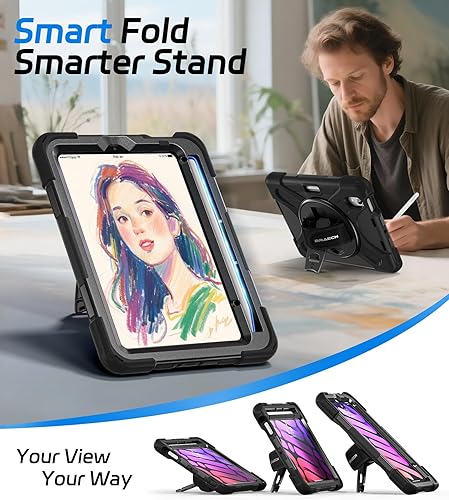 Miniatura 4 de BRAECNstock Funda para Apple iPad mini 7 (A17 Pro) 2024Mini 6 2021 de 8.3 pulgadas, protección resistente con protector de pantalla, soporte para