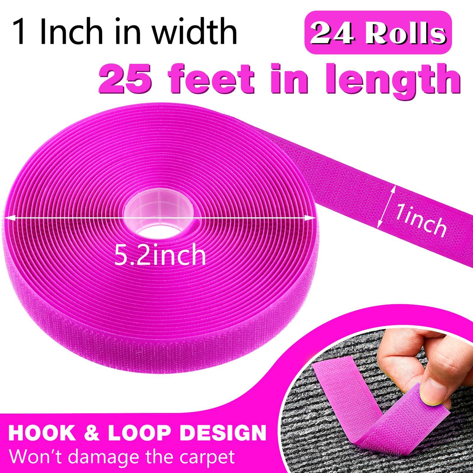 Zonon 6 Rolls Carpet Marker Strips, Floor Tape for Classroom, Nylon Carpet Markers for School Supplies Classroom Rug, Back to School Preschool Daycare Office(Purple)