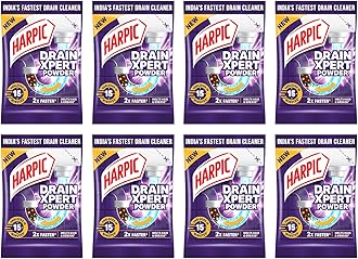 DrainXpert Drain Cleaner Powder Sachets (Pack of 8) | Removes Blockages in Pipes, Sinks & Septic Tanks| Works within 15 minutes | Melts Grease & Dissolves Hair,(8 Units *45g Each)360 g