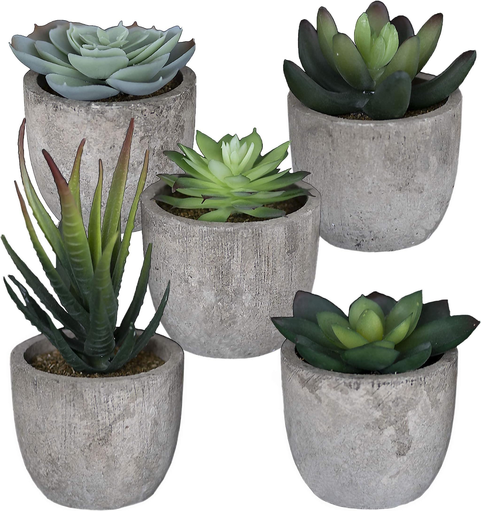 Set of 5 Succulents Fake Plants Bedroom Aesthetic Small Fake Plants Bathroom - Mini Fake Plants Decor for Office Desk Decor - Tiny Realistic Fake Succulent Plants Artificial Potted Set Cute Decoration