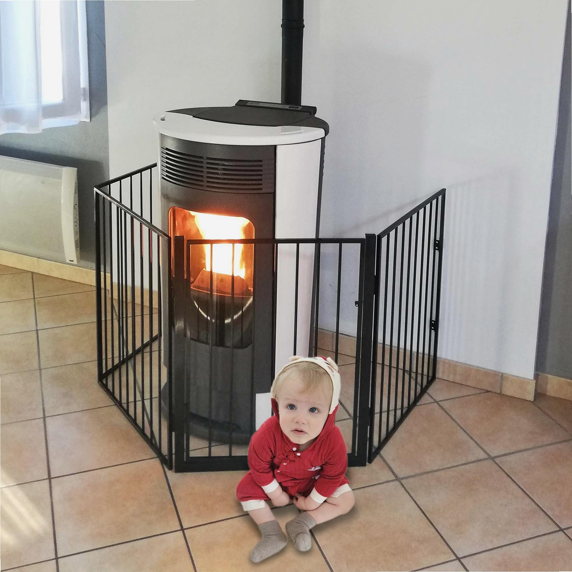 WERKA PRO Barrera de Seguridad de Metal 4 Paneles 240cm