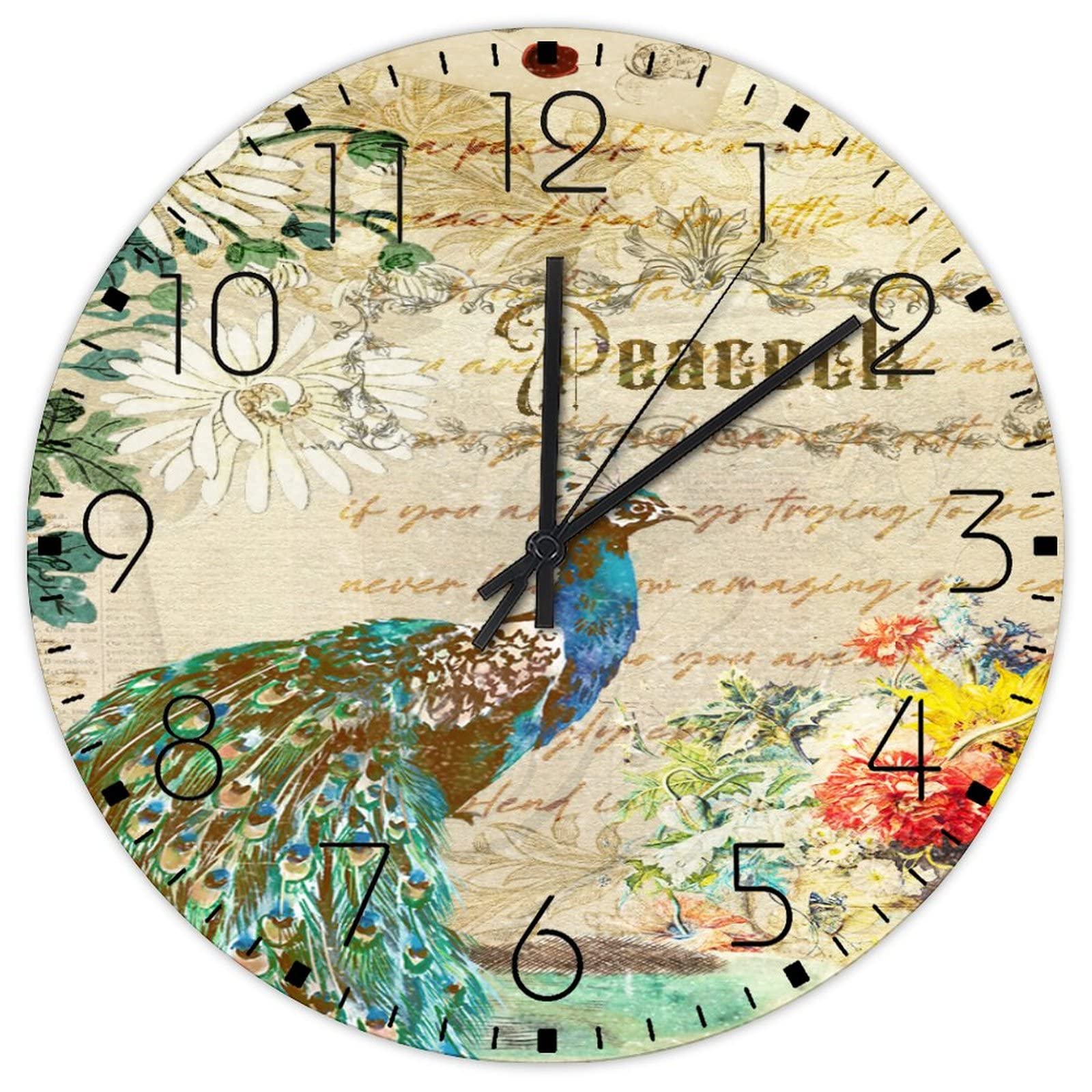 Horloge murale en bois 30 cm quartz silencieuse vintage pour chambre