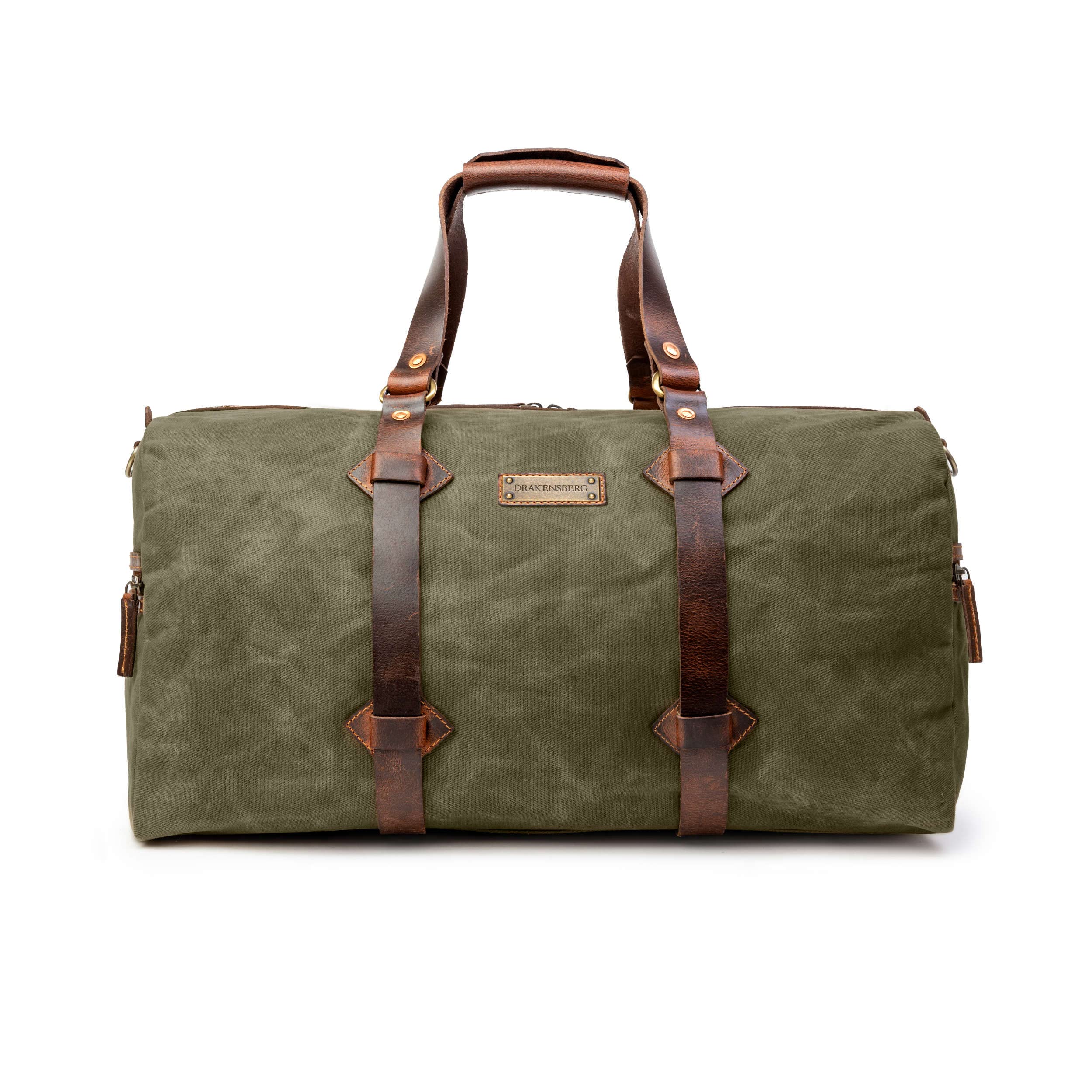 DRAKENSBERG Wachs-Canvas Leder Weekender 'Cody' (54cm) Wasserabweisende Reisetasche, Herren, Damen, Vintage | 50L, Wald-Grün, DR00620