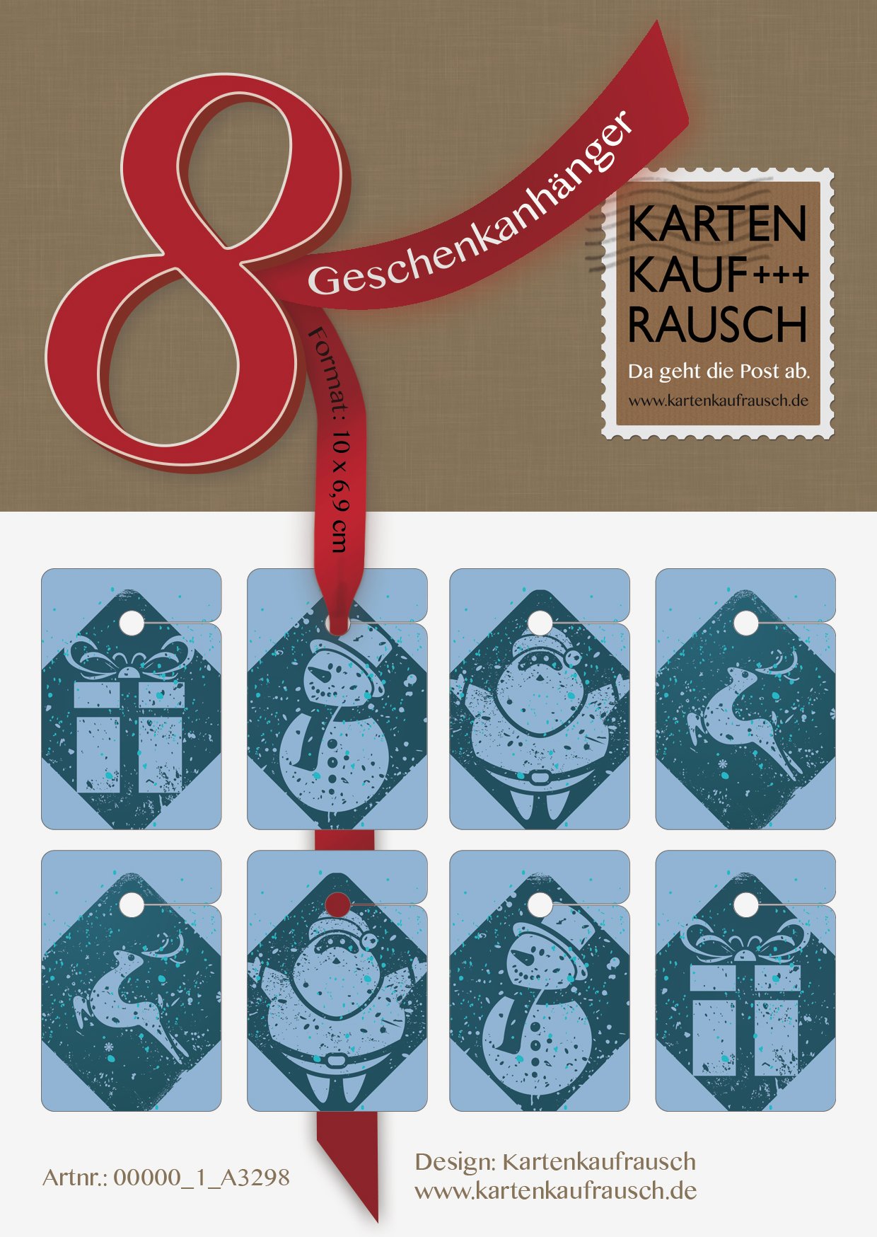 Weihnachts Geschenk Anhänger | Papieranhänger | Geschenk Karten (64Stk) zu Weihnachten mit trendigem Geschenk, Schneemann, Santa Claus und Hirsch Motiv