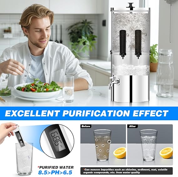 2 Pack Replacement Water Filter Compatible with Berkey Gravity Filter System, Black Elements Activated Carbon Filters Compatible with Travel Large, Royal and Crown Series