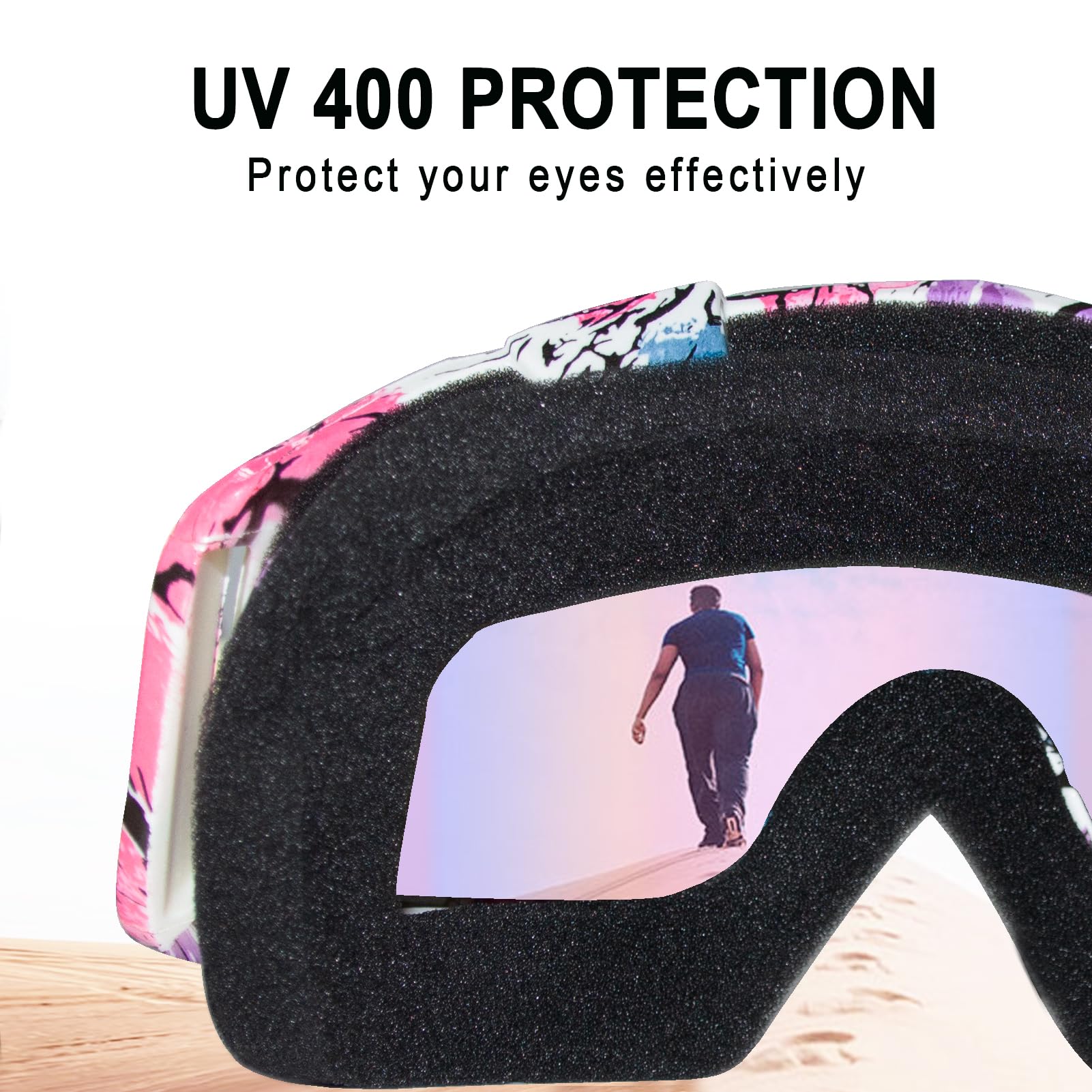 Gafas de motocicleta para motocross, cuatrimotos, cuatro ruedas, UV 400, todoterreno, Mx, casco de carreras, para hombres, mujeres, adultos, jóvenes y niños (marco rosa + lente de color rosa)