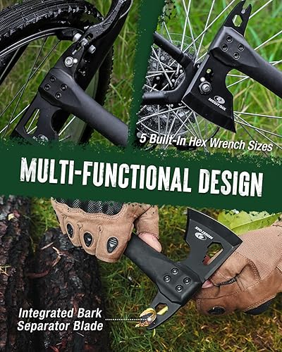 Miniatura 7 de MOSSY OAK Hacha de campamento de 12 pulgadas y hacha de supervivencia con funda, hacha multiherramienta compacta para exteriores con ranuras para