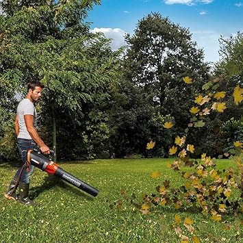 WORX 12 Amp Electric Leaf Blower, Turbine Blower for Lawn Care with 600 CFM & 2 Speed Control, Corded, WG520