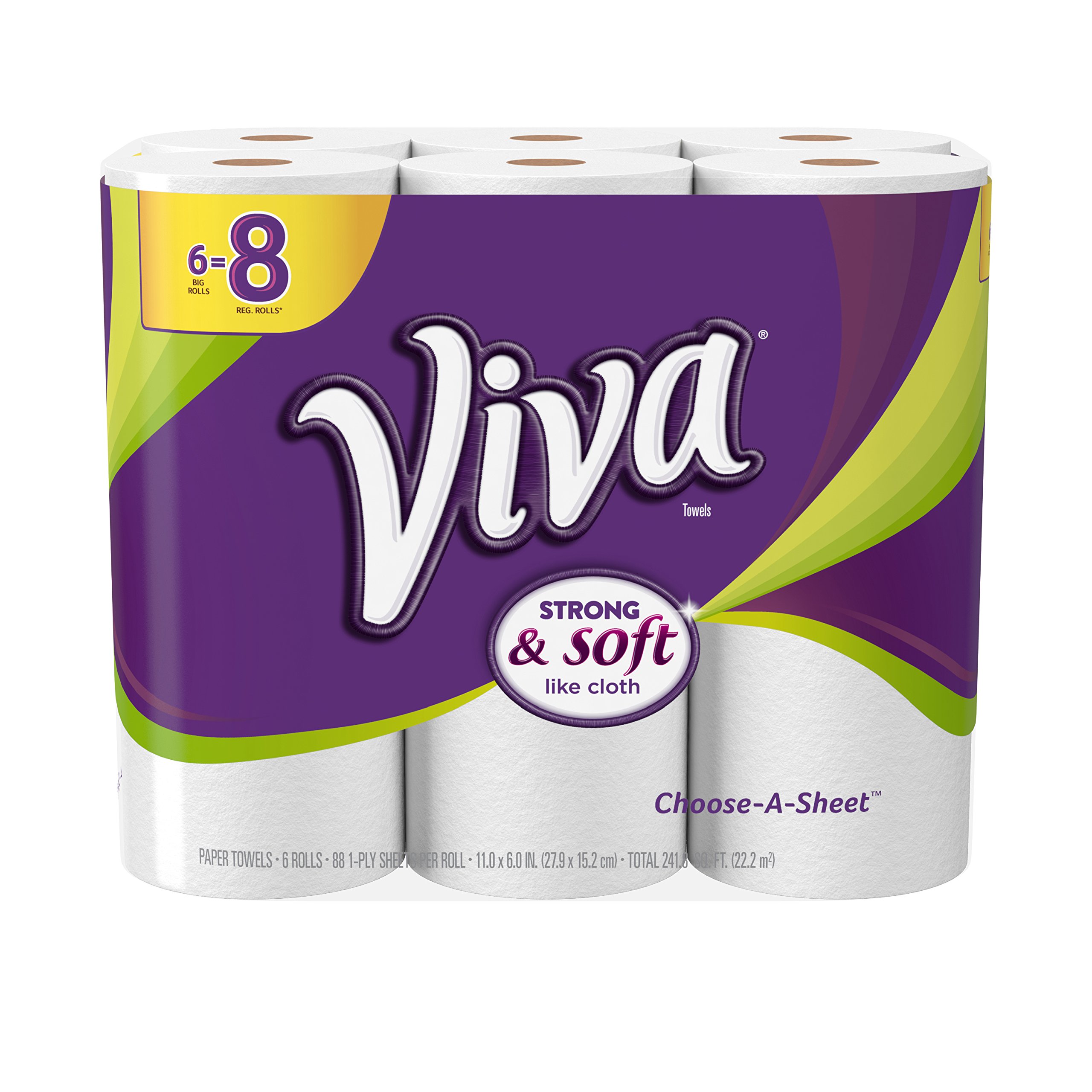 VIVA Choose-A-Sheet Paper Towels White Big Roll, 6 Rolls, Cloth-Like Texture, Strong & Soft Paper Towels for Ultimate Clean