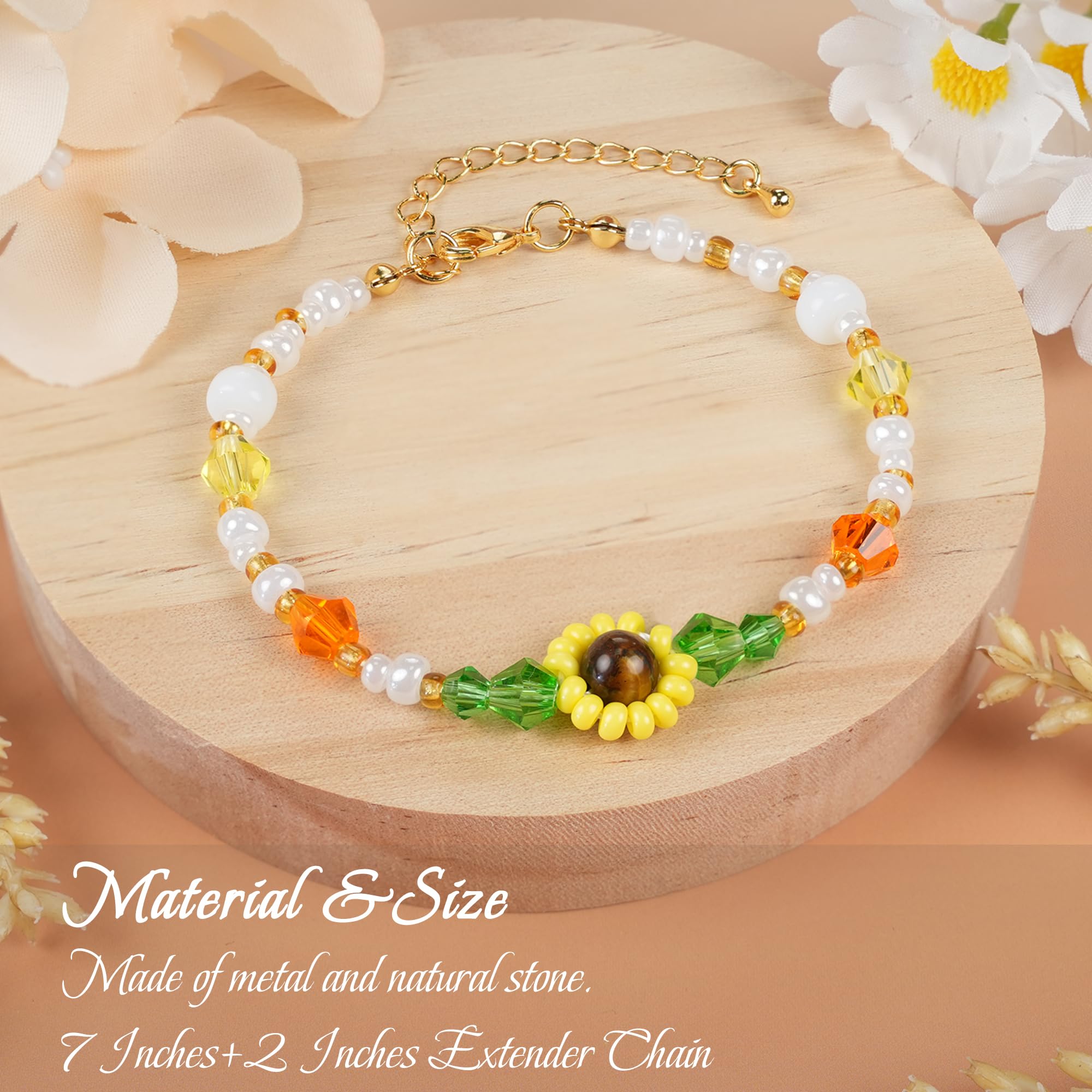SmileBelle Protection Bracelets for Women, Pregnancy Gifts for Expecting Mom Sunflower Gifts for Women Black Tourmaline Bracelets as Healing Bracelet Sunflower Bracelet as Mother Day Gift