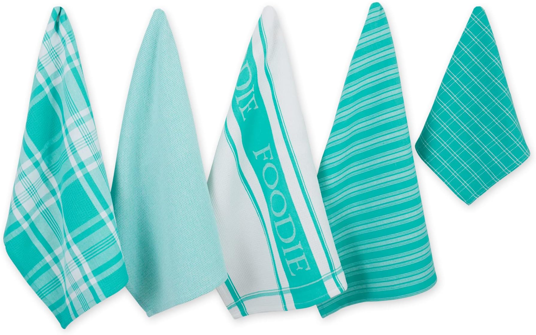 DII Everyday Collection Foodie Kitchen Set, Dishtowel & Dishcloth, Teal, 5 Piece
