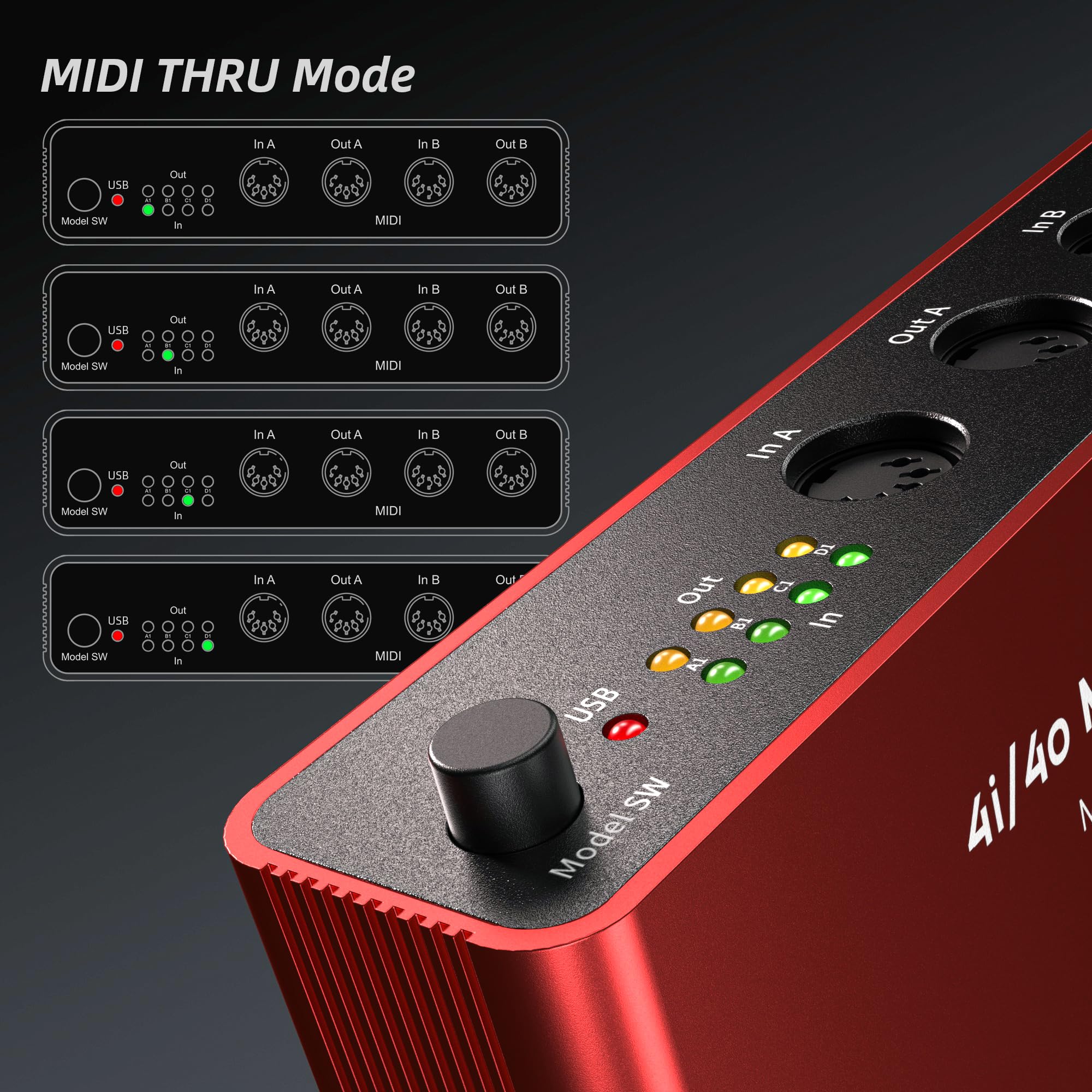DigitalLife Standalone Quad-I/O 5-Pin DIN MIDI Interface, MIDI Thru Box (4-In/4-Out) & MIDI Merge Box (2-In/4-Out) - Image 4