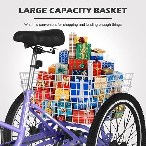 Miniatura 6 de ABORON Triciclos plegables para adultos, triciclo plegable de 202426 pulgadas, mango de freno de estacionamiento, desviador de 7 velocidades,