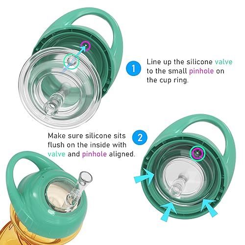 Miniatura 2 de Nuby No-Spill Clik-It Flexi - Vaso para sorber con popote de fácil agarre, paquete de 2 unidades, 10 onzas, vaso para bebés de 6 meses en adelante,