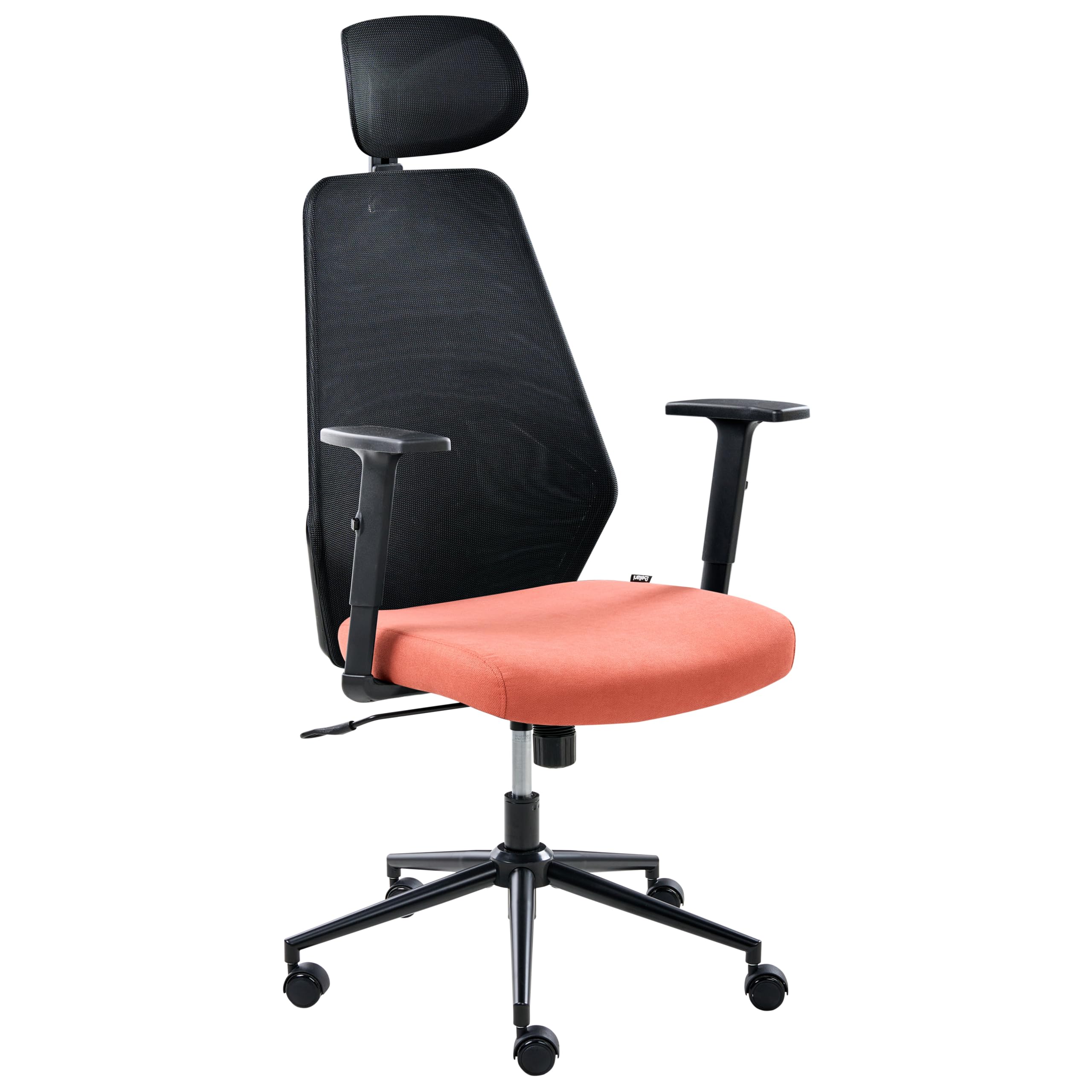 Beliani Silla de Oficina Multifuncional tapicería de Malla reposabrazos y reposacabezas Ajustables Ajuste de la Altura del Asiento Base giratoria inclinación del Respaldo Negro y Rojo Oryn