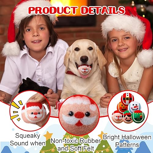 Miniatura 3 de Civaner 18 Pelotas de Tenis Chirriantes de Navidad para Perros de 2.5 Pulgadas Juguetes para Perros a Granel Pelota para Perros Pequeños Medianos