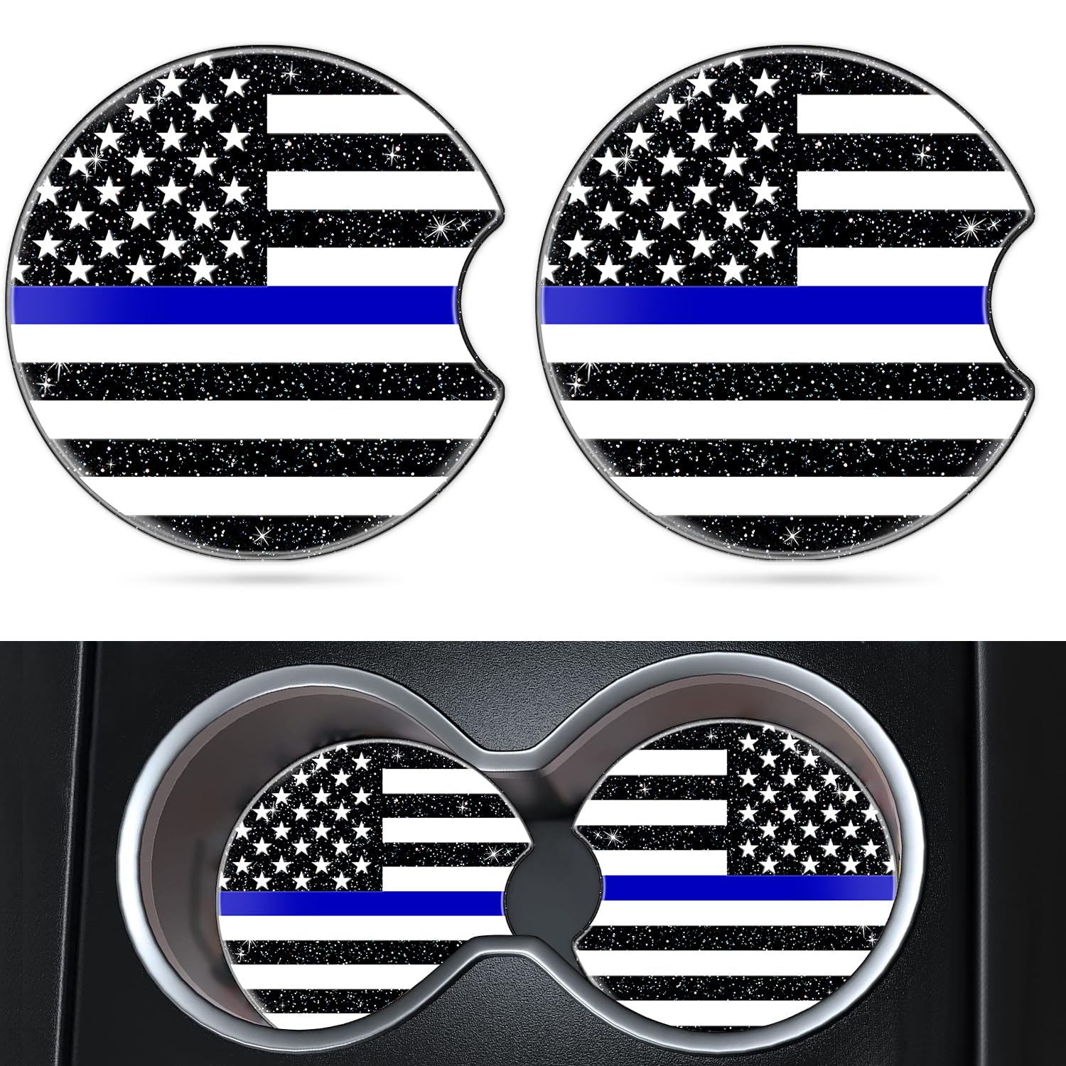 Car Cup Holder Coaster Acrylic New Automotive Cupholder Accessories American Flag Interior Decor Decorations for Women Men 2