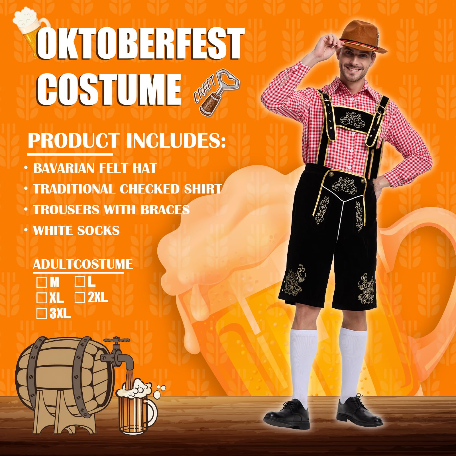 Oktoberfest męski strój, niemiecki Bayern Oktoberfest
