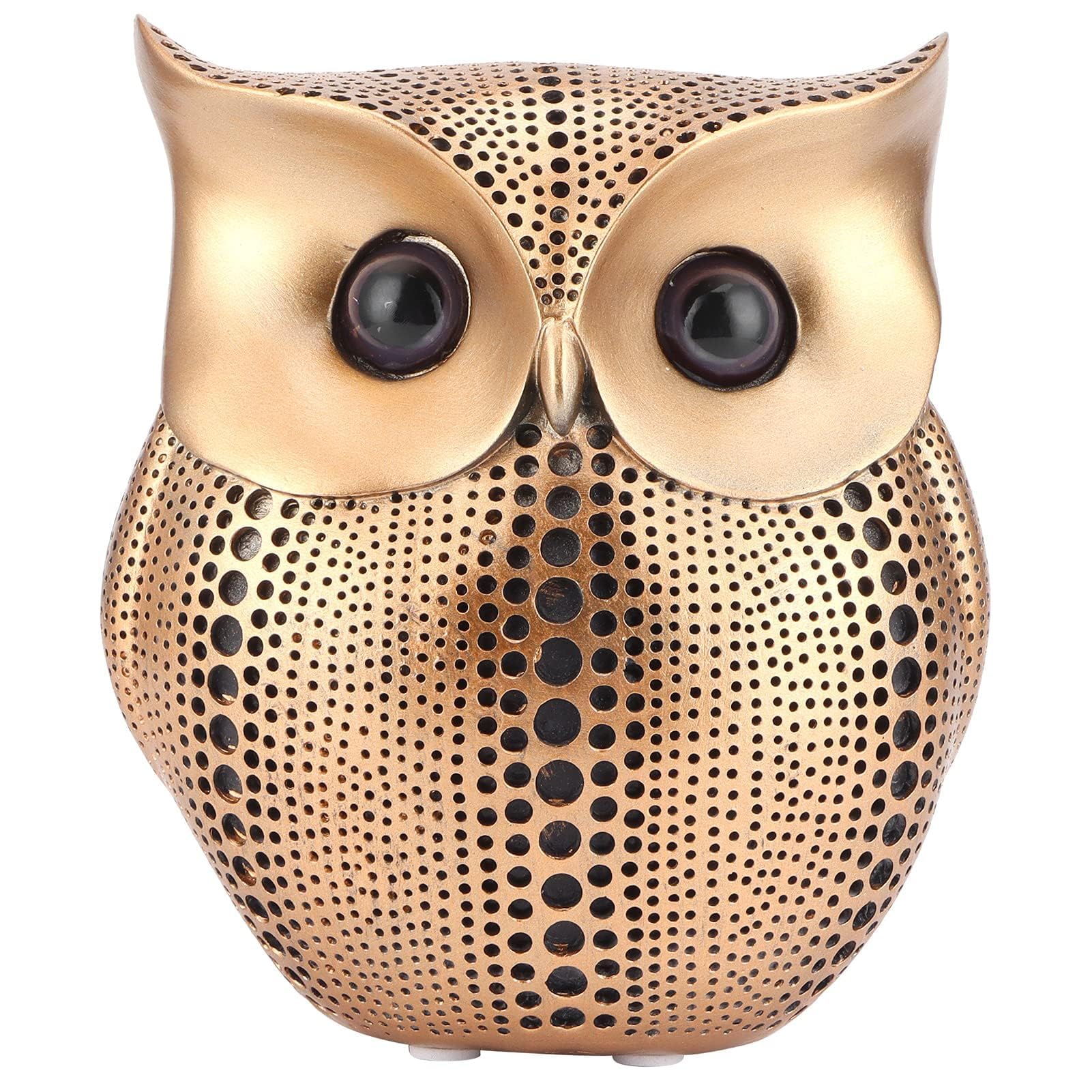 Figuras de búho, Escultura de Resina de Animales, decoración de búho, Estatua, decoración de búho, decoración para Sala de Estar, estantería, lavandería (Dorado y Negro)