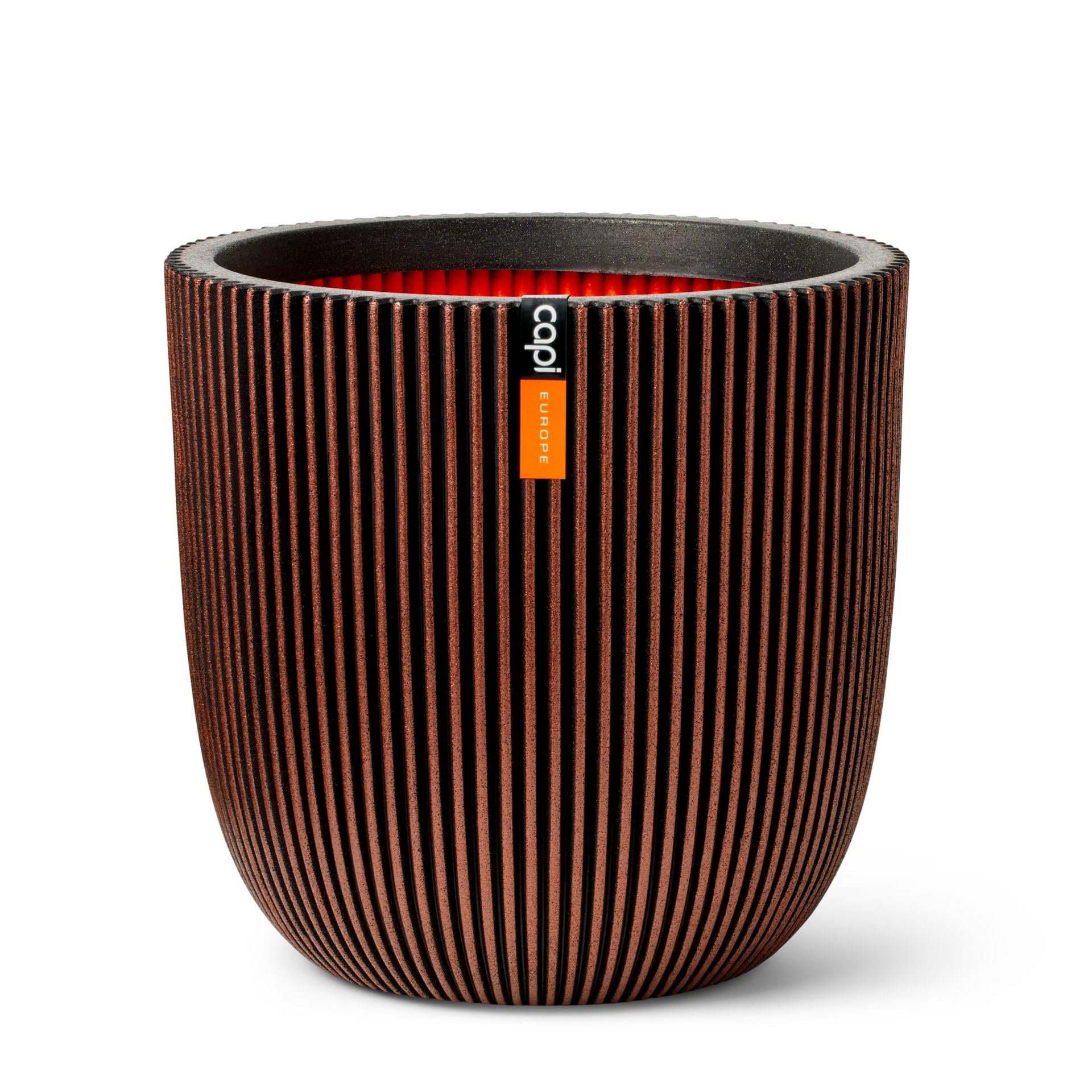 Capi Europe Groove - Copper - Planter Ball Groove Nl - 43X41 - Copper - Opening Ø35 - Pot For Indoor And Outdoor Use - Shatterproof - 100% Recyclable - Kgvco933