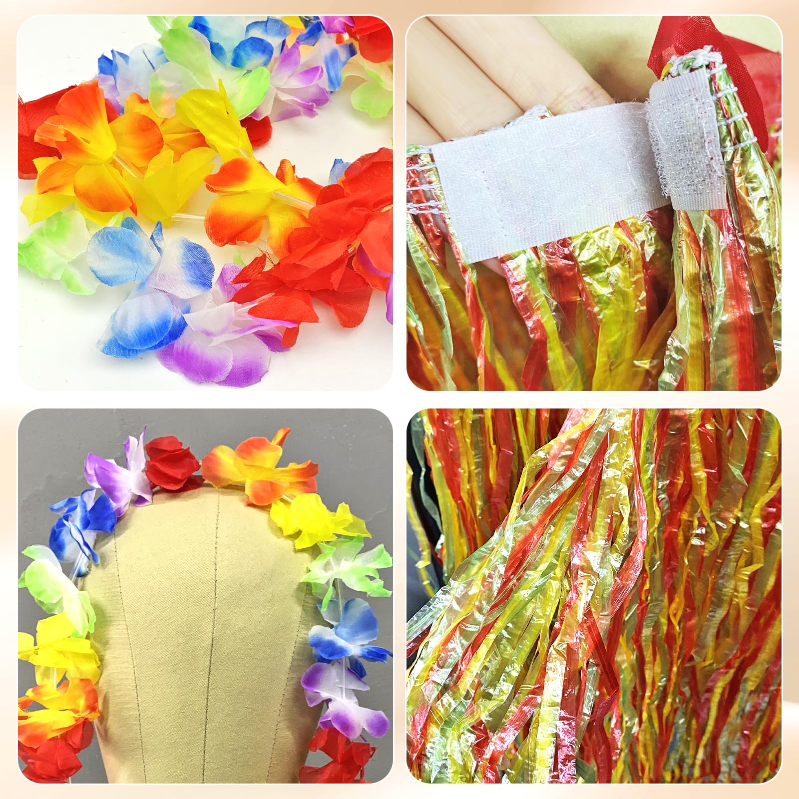 TUONYIS 5 Pieces Hawaiian Hula Skirt Costume Set,Party Decorations,Party Fancy Dress Costume,Garland Headbands Necklaces Bracelets Grass Skirts,for Tropical Hawaiian Partys Theme Beach (5 PCS) - Image 3