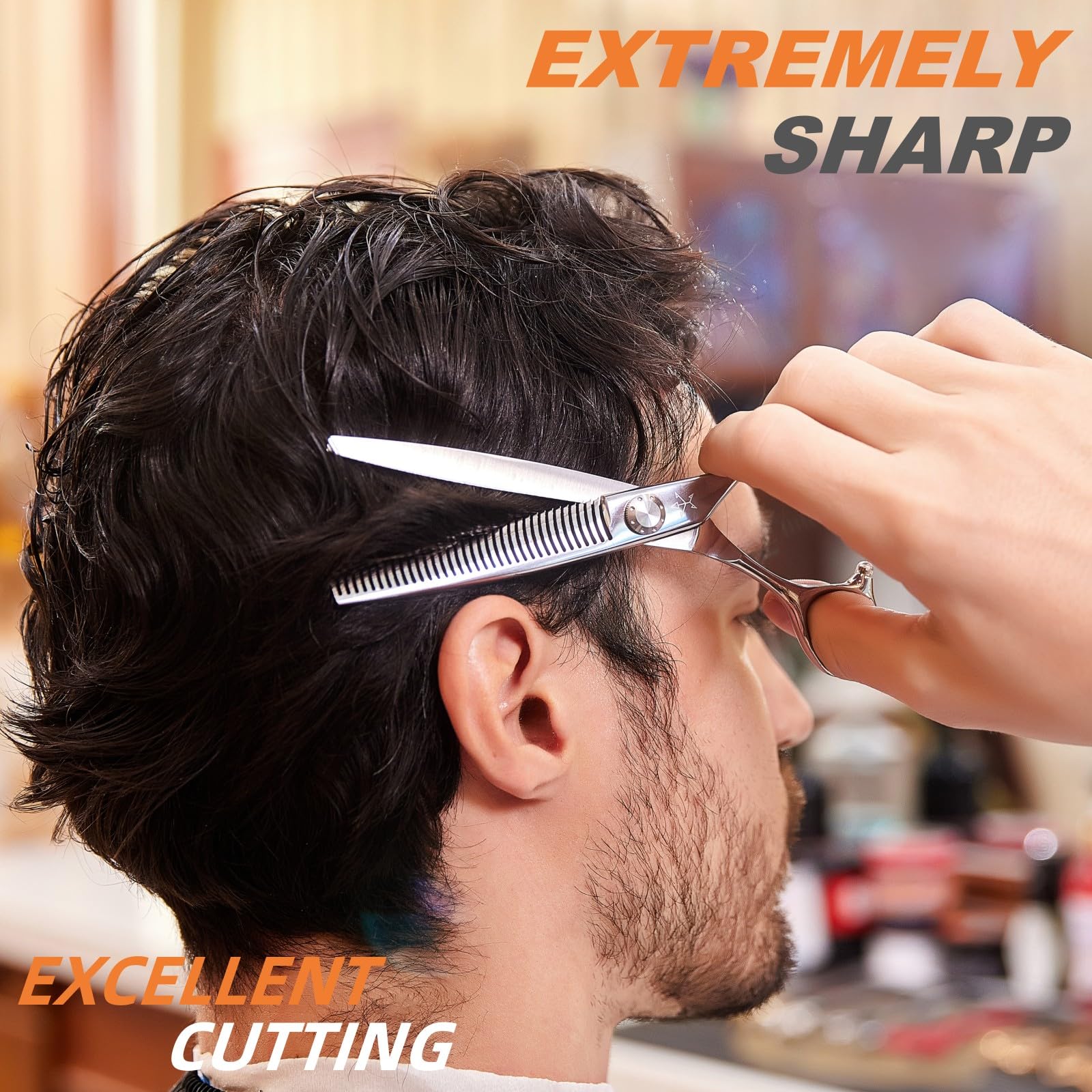 Tijeras profesionales de alta gama para adelgazar el cabello, tijeras para cortar los dientes, peluquería peluquería texturizadora, extremadamente afilada, aleación de acero inoxidable de 5