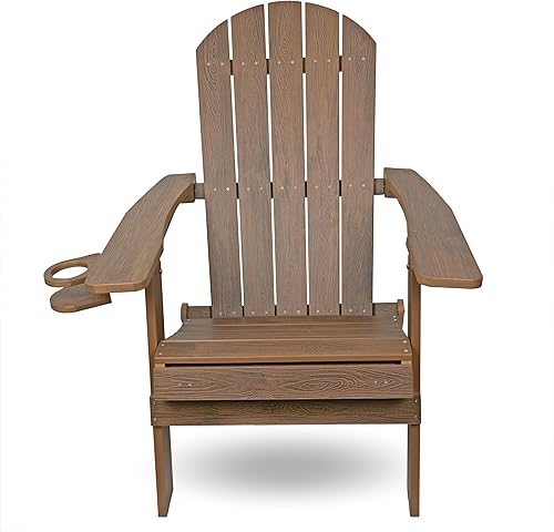 Miniatura 5 de Alpine Corporation MFW104DTK - Silla plegable Adirondack con portavasos y otomana, asiento para jardín, terraza y patio, 38 pulgadas de alto