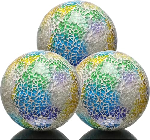 3 unids 4 pulgadas azulvioleta mosaico esfera esfera bola decorativa mosaico vidrio orbes mosaico deco bolas para tazones jarrones salón mesa centro
