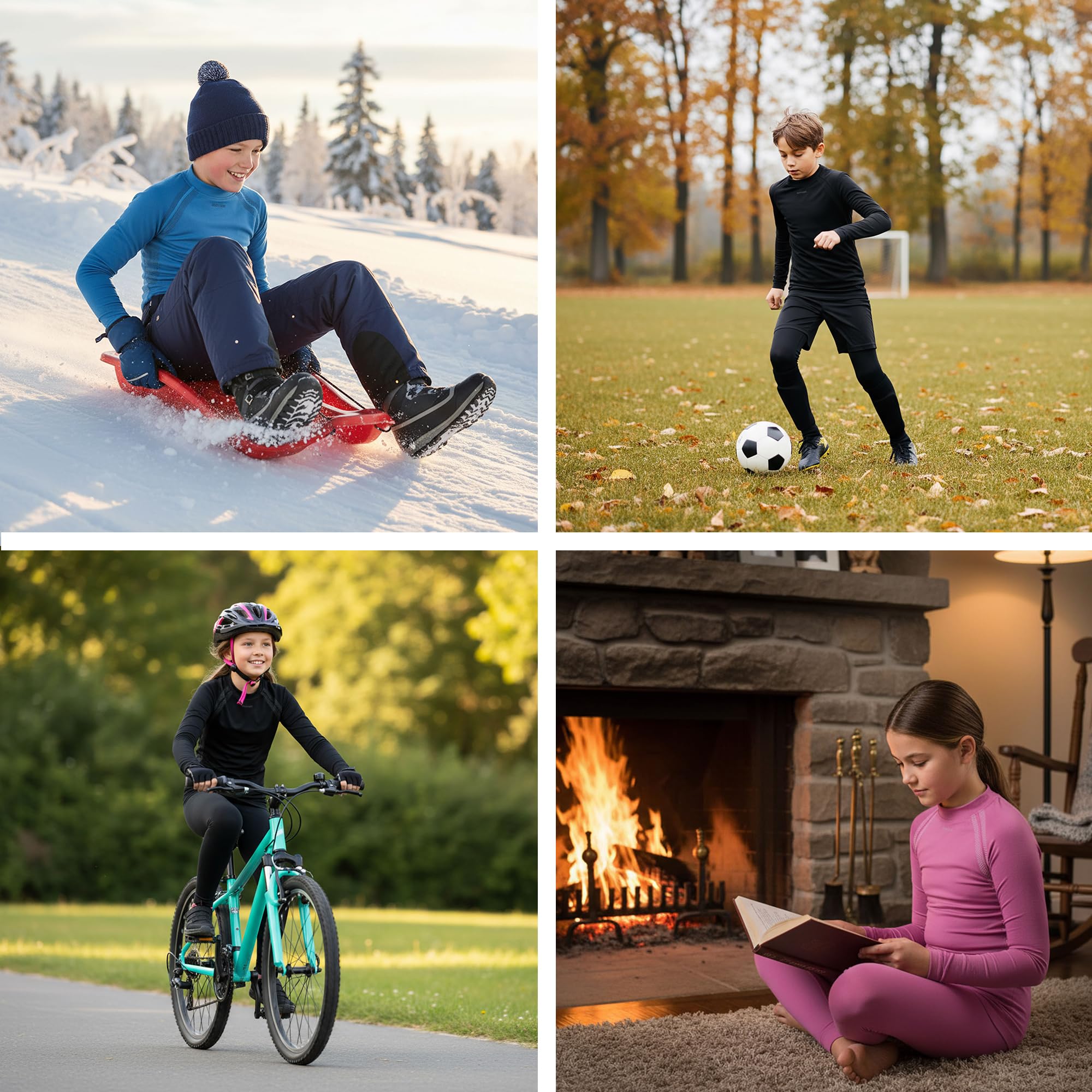 meteor® Biancheria intima termica per bambini, traspirante, set di biancheria intima termica termica per bambini, biancheria intima termica per lo sport