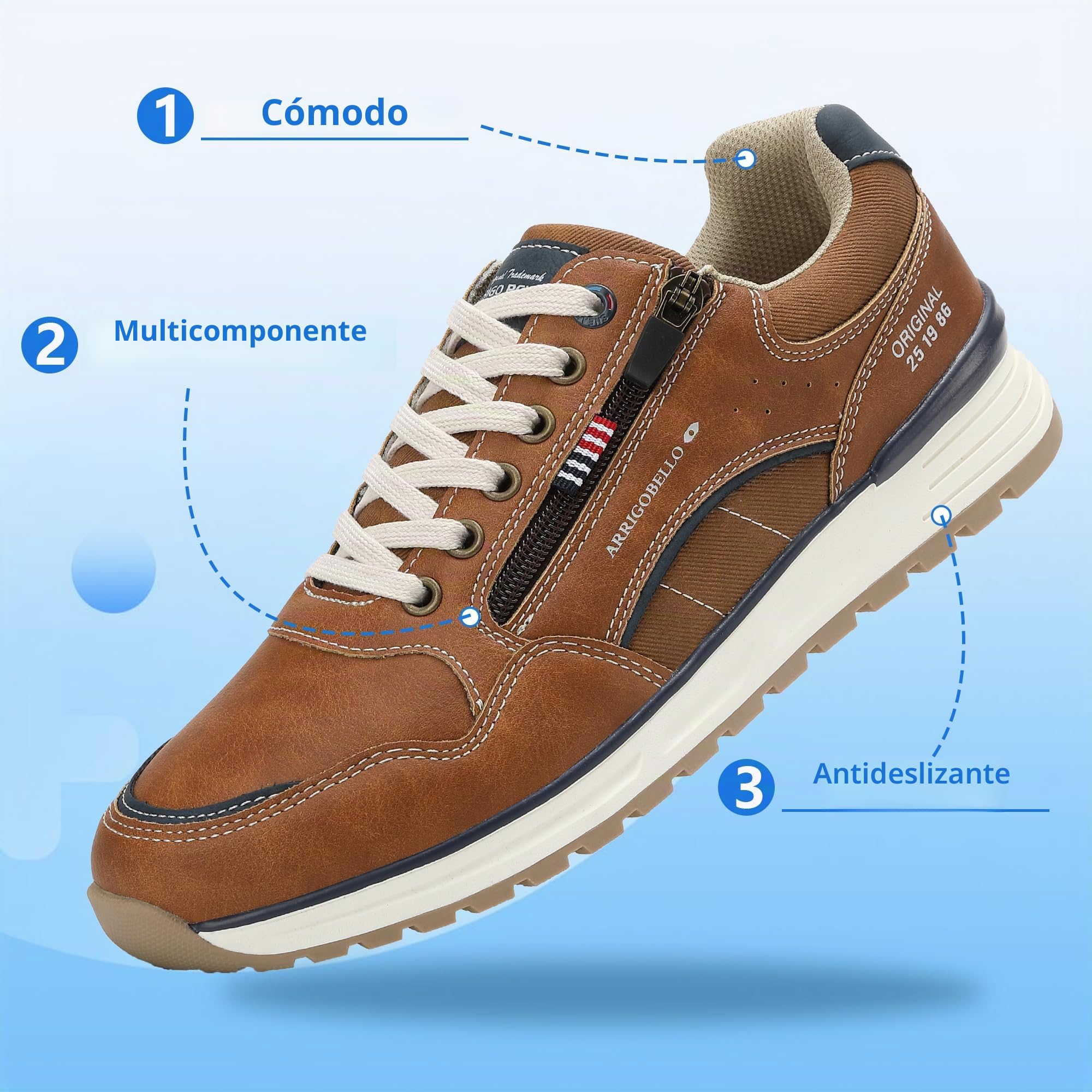 ARRIGO BELLO Zapatillas Hombre Zapatos Vestir Casual Deportivas Transpirables Gimnasio Correr Sneakers Talla 41-46