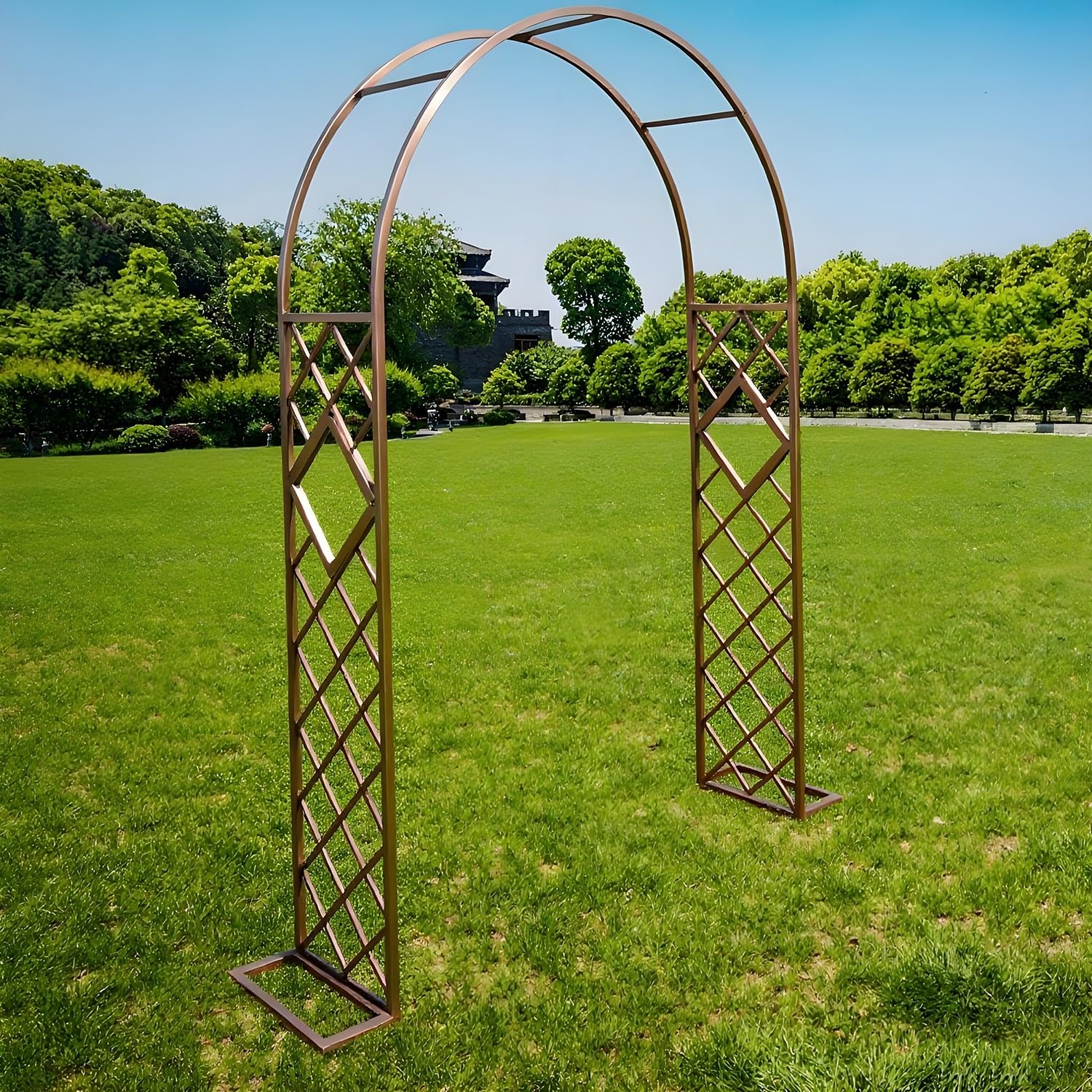 Arche de jardin pour plantes grimpantes et pergola métallique modulable 2,6 x 2,3m
