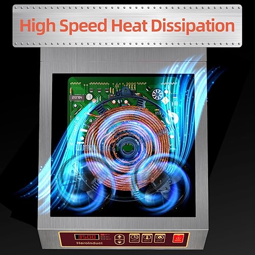 Miniatura 6 de Estufa de inducción portátil 208-240V 3500W Gama comercial Quemador de encimera Módulos IGBT duales 8 Nivel de Calefacción Sensor Temporizador Botón