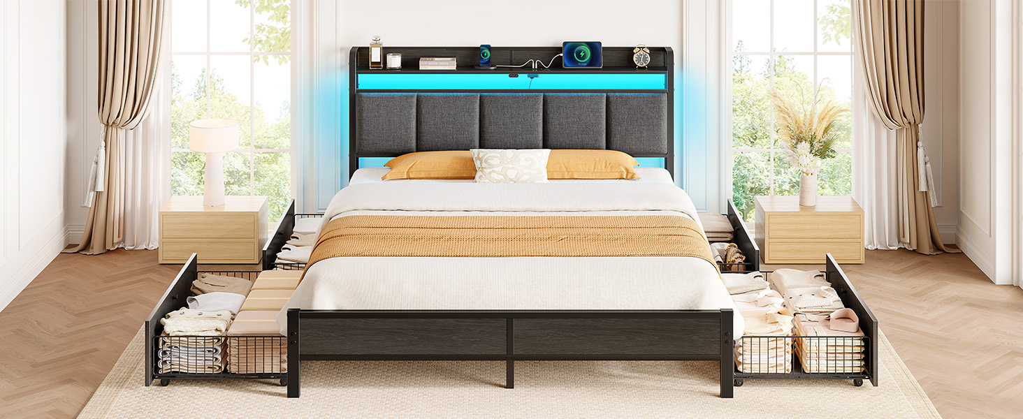 Amazon.com: Rolanstar Bed Frame Twin Size with Charging Station