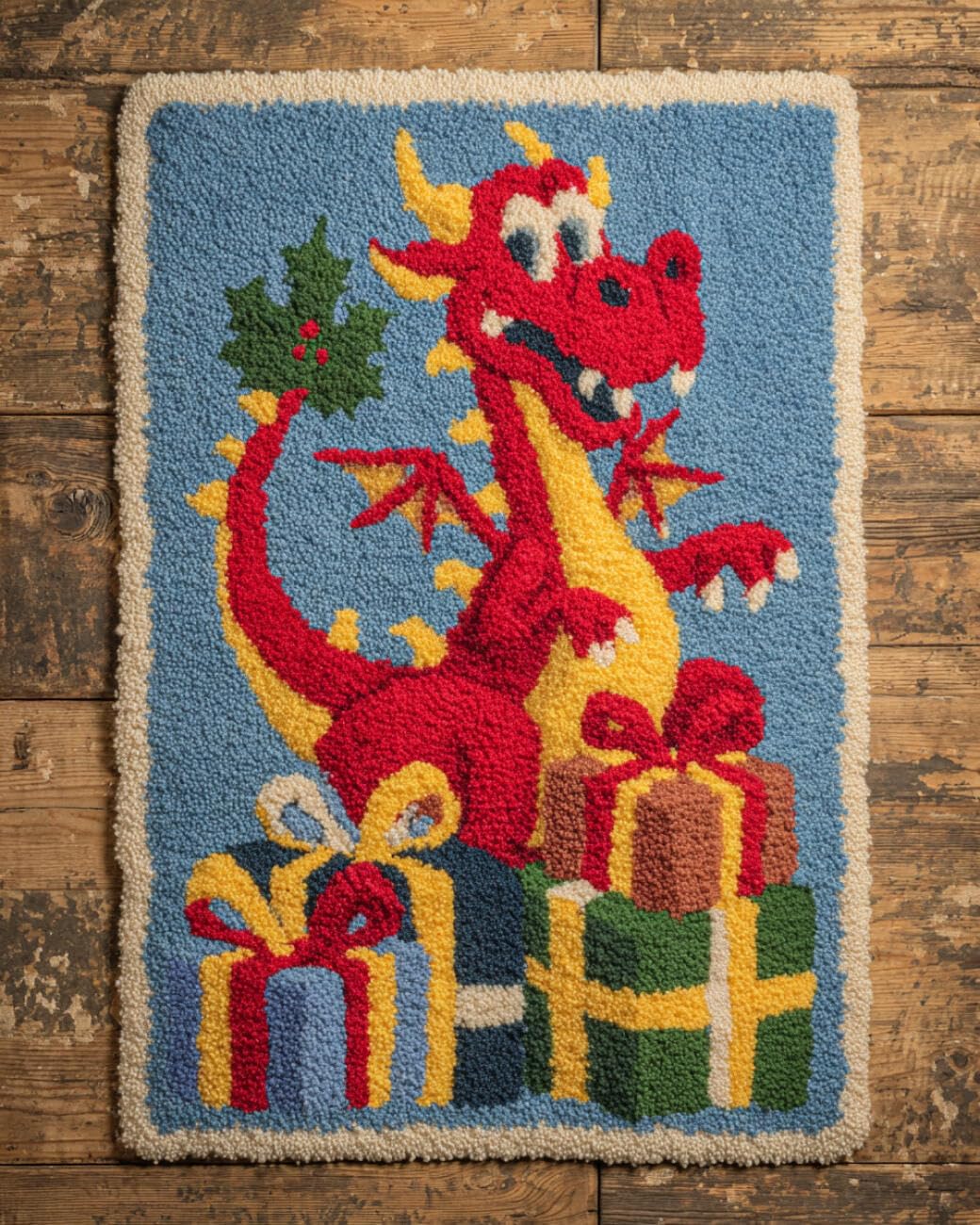 AMBATTERY Carpet Latch Hook Kit Christmas Dragon 85x115cm