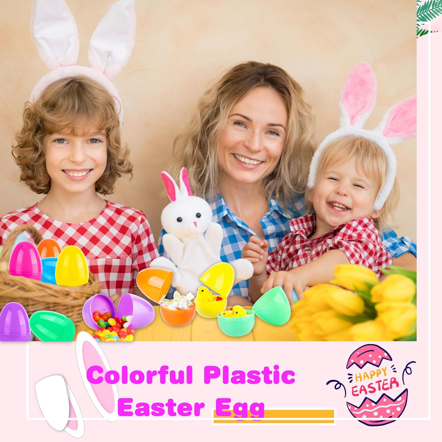 54 Pack 5 Inch/ 3 inch Large Easter Eggs Bulk Colorful Fillable Plastic Eggs Empty for Basket Fillers Egg Hunt Games Easter Party Favors Classroom Rewards (6 Colors (3 Inch))