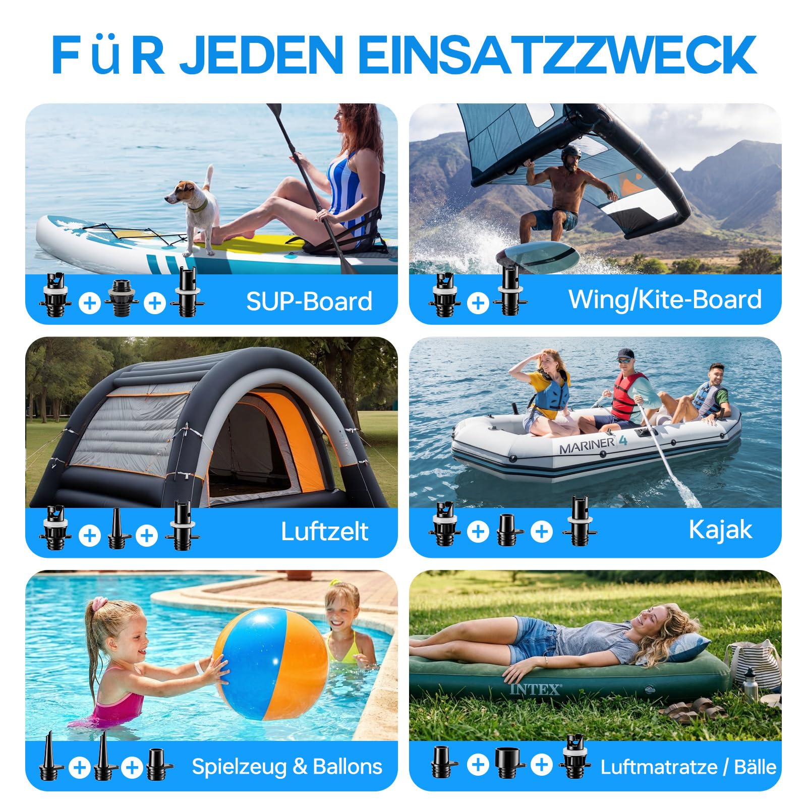 Pompe SUP électrique, rechargeable, sans fil, compacte, pour kayaks, tentes et matelas pneumatiques