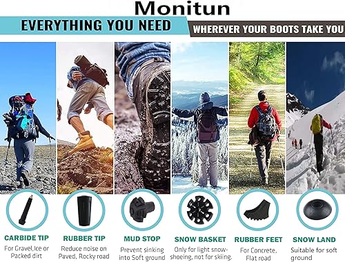 Miniatura 3 de Puntas de bastones de trekking, protectores de goma para senderismo, accesorios de repuesto, para la mayoría de los bastones de senderismo