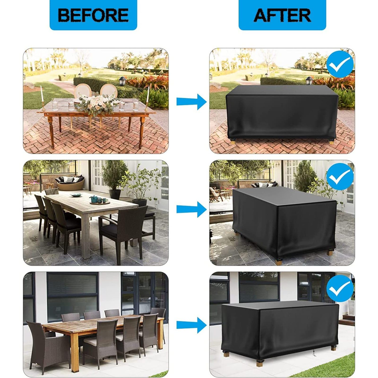 Copertura protettiva per sedia da giardino 600D Oxford impilabile, impermeabile e resistente ai raggi UV, copertura per sedia da giardino 240x60x60cm